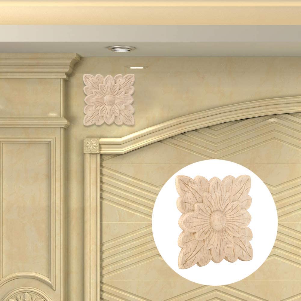 Jeffergarden 4 Pièces Ornement en Bois Sculpté Meubles Européen Porte Jardin Décoratif Applique Patch Chaise Table Armoire