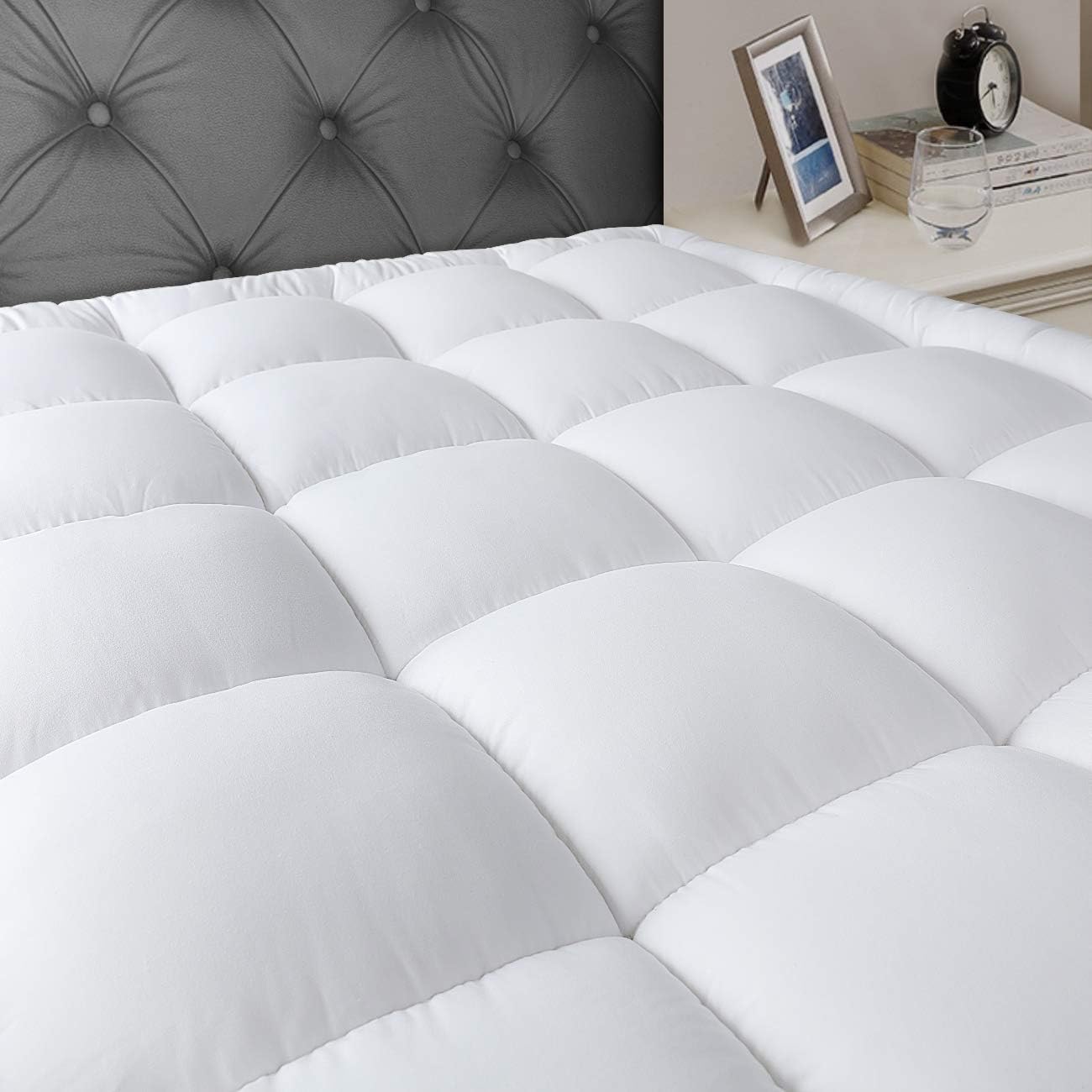 Twin XL Mattress Pad Cover Stretches up 8-21" Deep Pocket - Cooling Overfilled Quilted Fitted Mattress Topper Pillowtop with Snow Down Alternative
