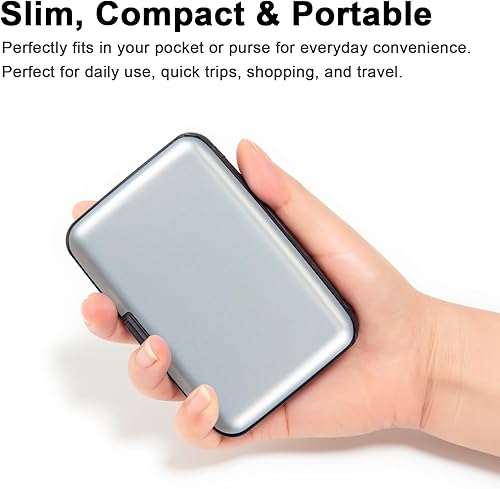 Miniatura 9 de Billetera de aluminio con bloqueo RFID delgado de metal para tarjetas de crédito, S