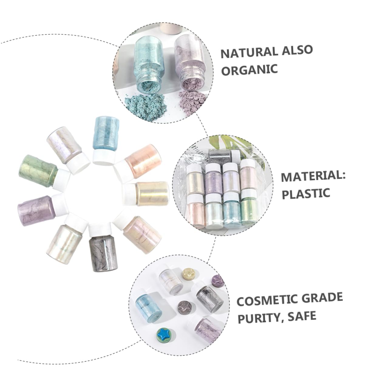 SHINEOFI 18stücke Teiliges Mica- -set Für Epoxidharz Und Kosmetik Farbpigmente Strahlenden Farben Hautfreundlich Für -projekte Und Kreative Anwendungen