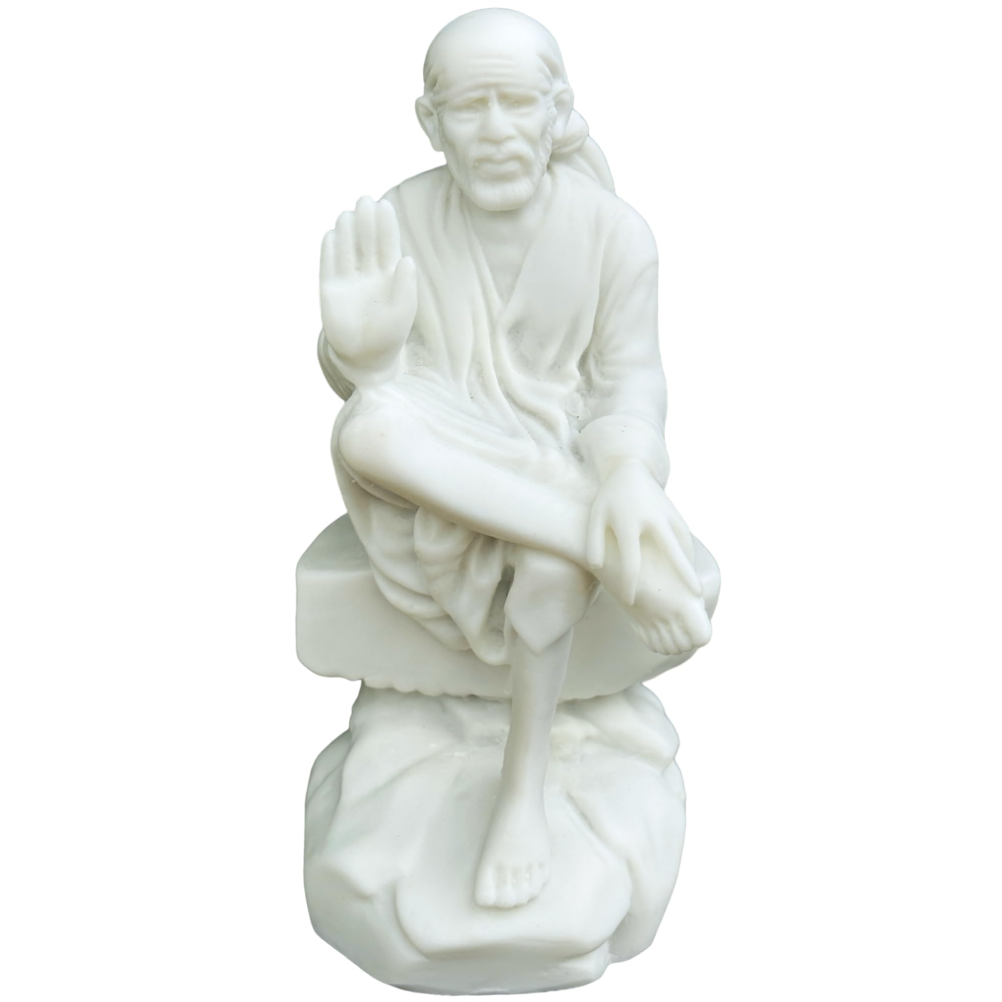 SAICHHA GIFTS Italian Marble Sai Baba Murti for and Office Decor Use in Pooja Mandir (6 Inch,White)