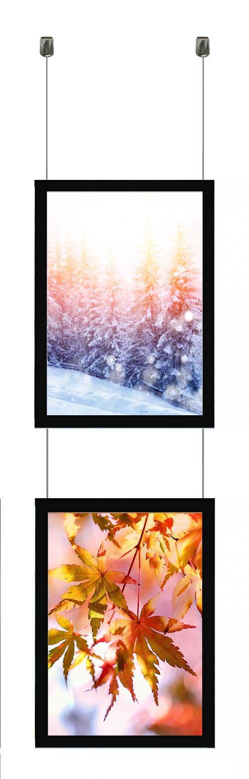 A1 Portrait Black Ceiling Hanging Mitred Snap Frames Aluminium Wall Posters Holder Click Frame Picture Clip Display Retail Wall Notice Board (Black, A1 Portrait 2 Frames)