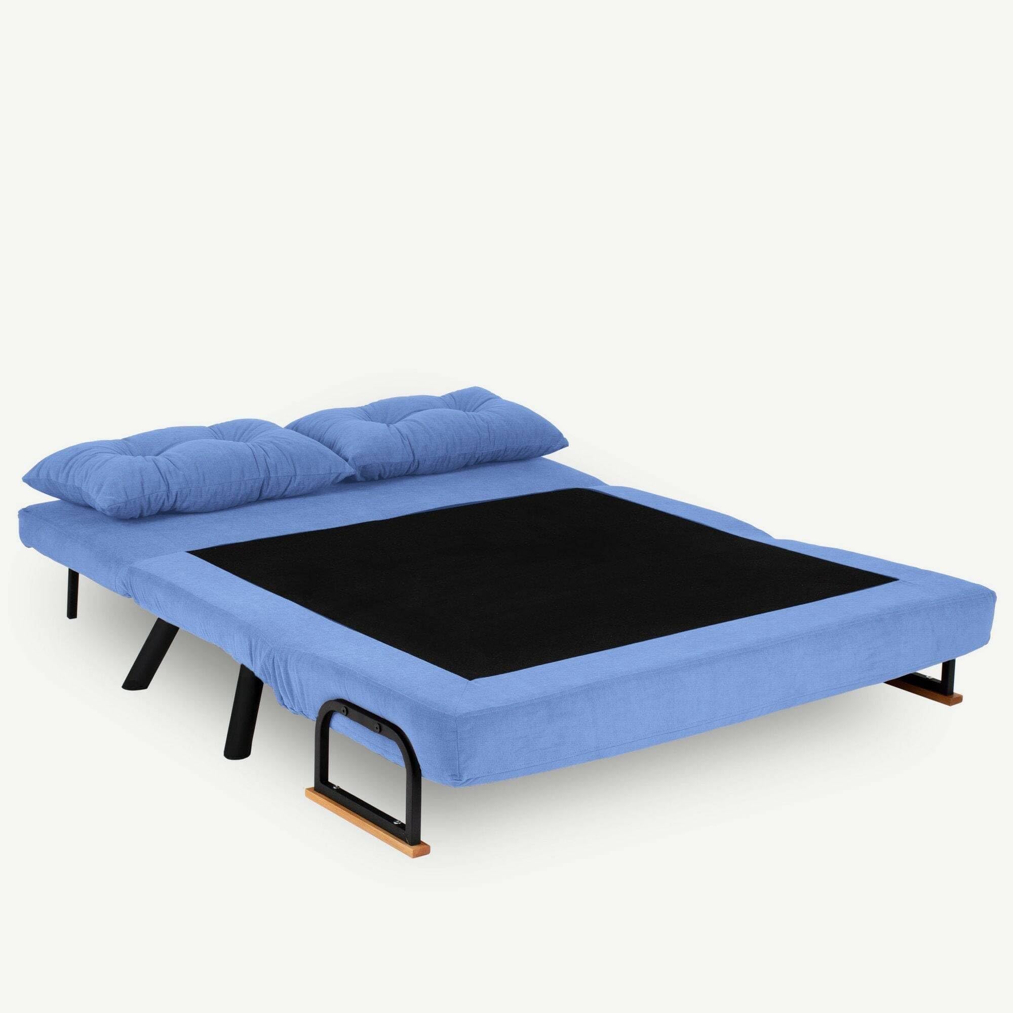 Dmora - Divano Letto 2 posti Merak, Sofà trasformabile, Divanetto per Ospiti, Poltrona Letto, 133x78 h78 cm, Blu