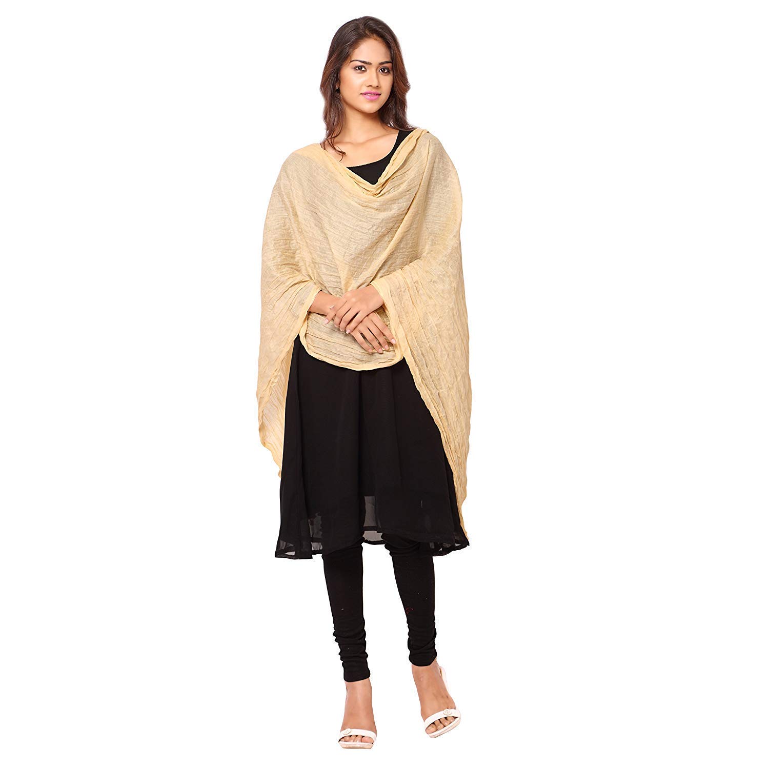 Cotton Solid Colors Women Dupatta scarves Shawl (Beige)