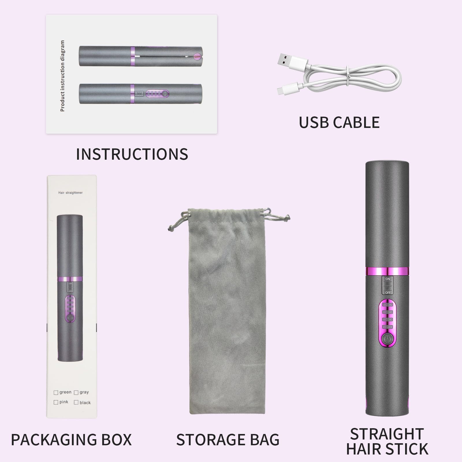 OBEST Céramique Lisseur Cheveux Sans Fil,Fer à Friser 2 en 1,Mini Lisseur de Voyage Portable,Chauffage Rapide Rend les Cheveux Lisses et Brillants, Rechargeable,Taille Unique