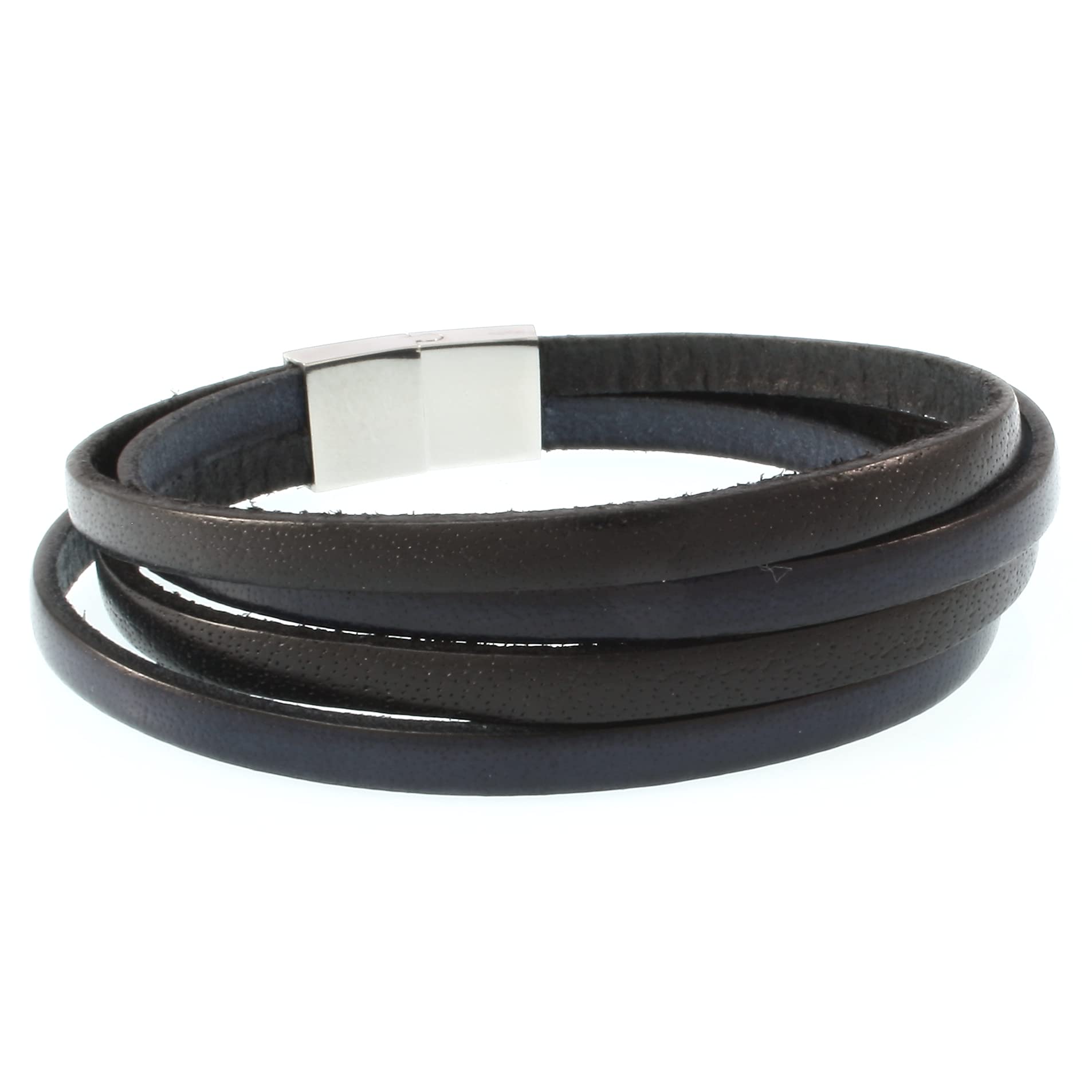 Echt Leder-Armband Twist Schwarz Navy Herren Männer