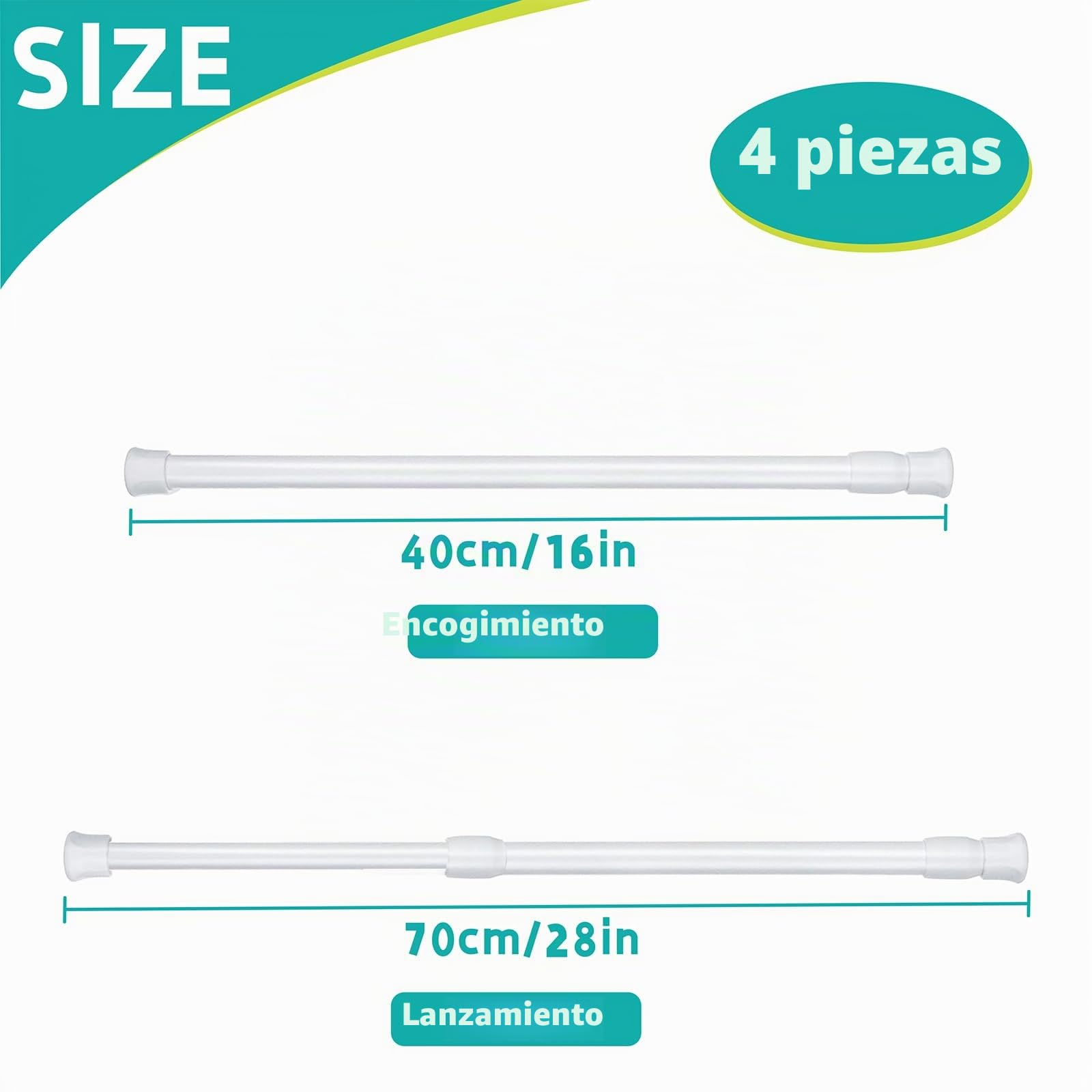 4 barras de seguridad para ventanas, 40 – 70 cm, ajustable, protección antirrobo, para ventanas y puertas