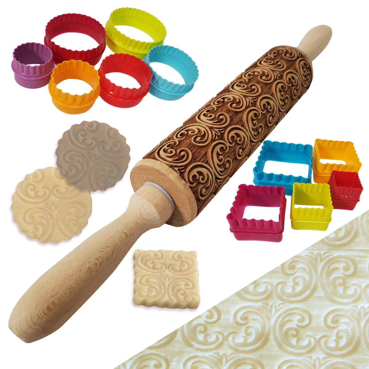 Amazon | MMmall クッキーローラー エンボスローラー ローリングピン