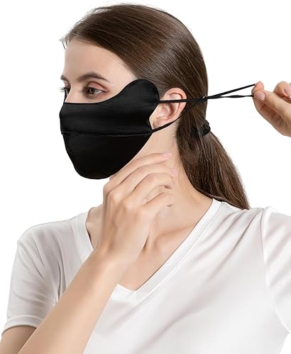Miniatura 2 de Mascarilla facial de seda pura UPF 50+, transpirable, protección UV, máscara reutilizable para la cara deportiva (polainas para el cuello)
