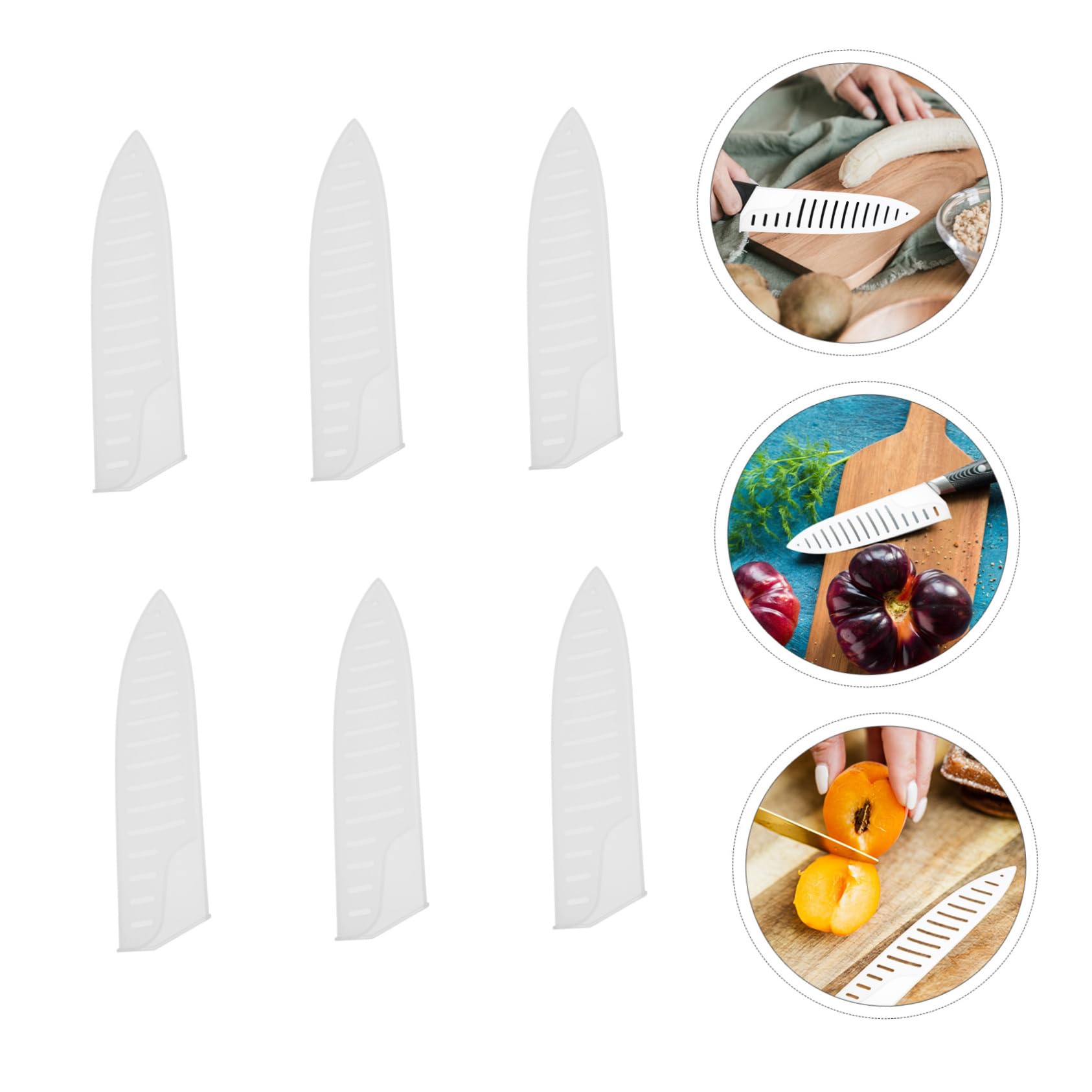 BEBEMOKO 6Pcs Cutter Protective Cover Plastic Knife Guard for Storage Transport Cut Puncture Resistant Sleeve for Chef Knives White Color