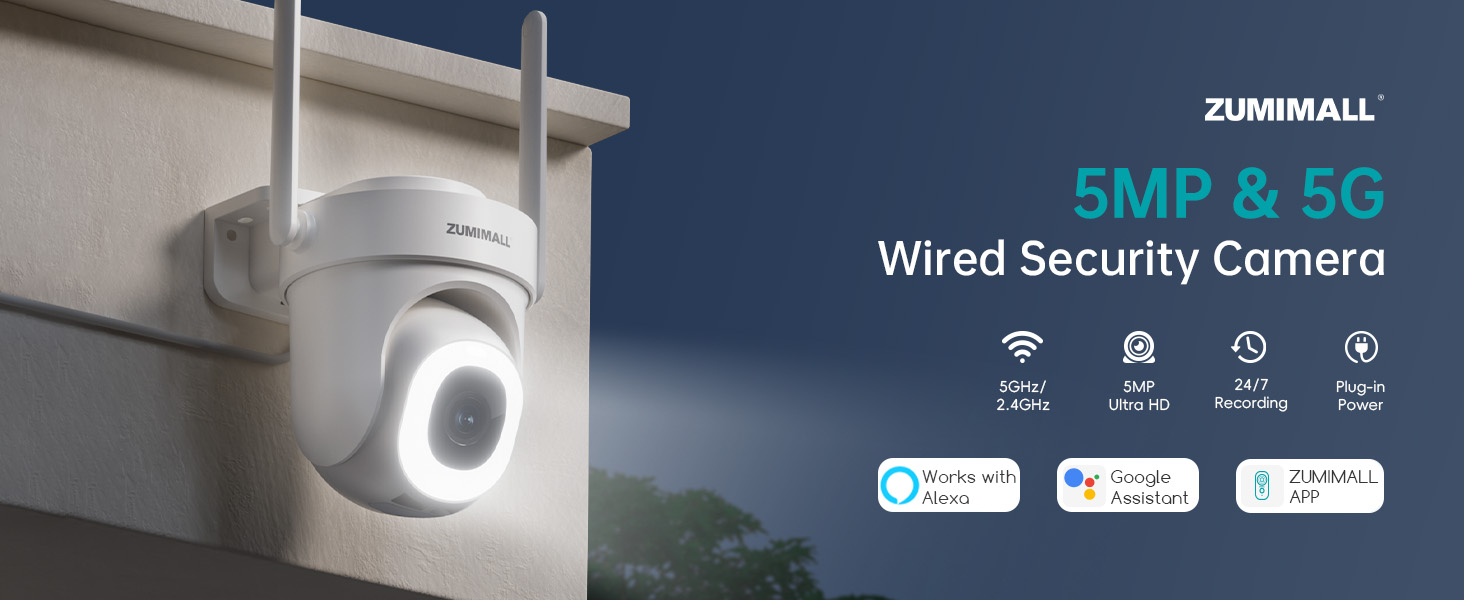 ZUMIMALL 5MP bewakingscamera voor buiten, 5G/2,4GHz WLAN-camera
