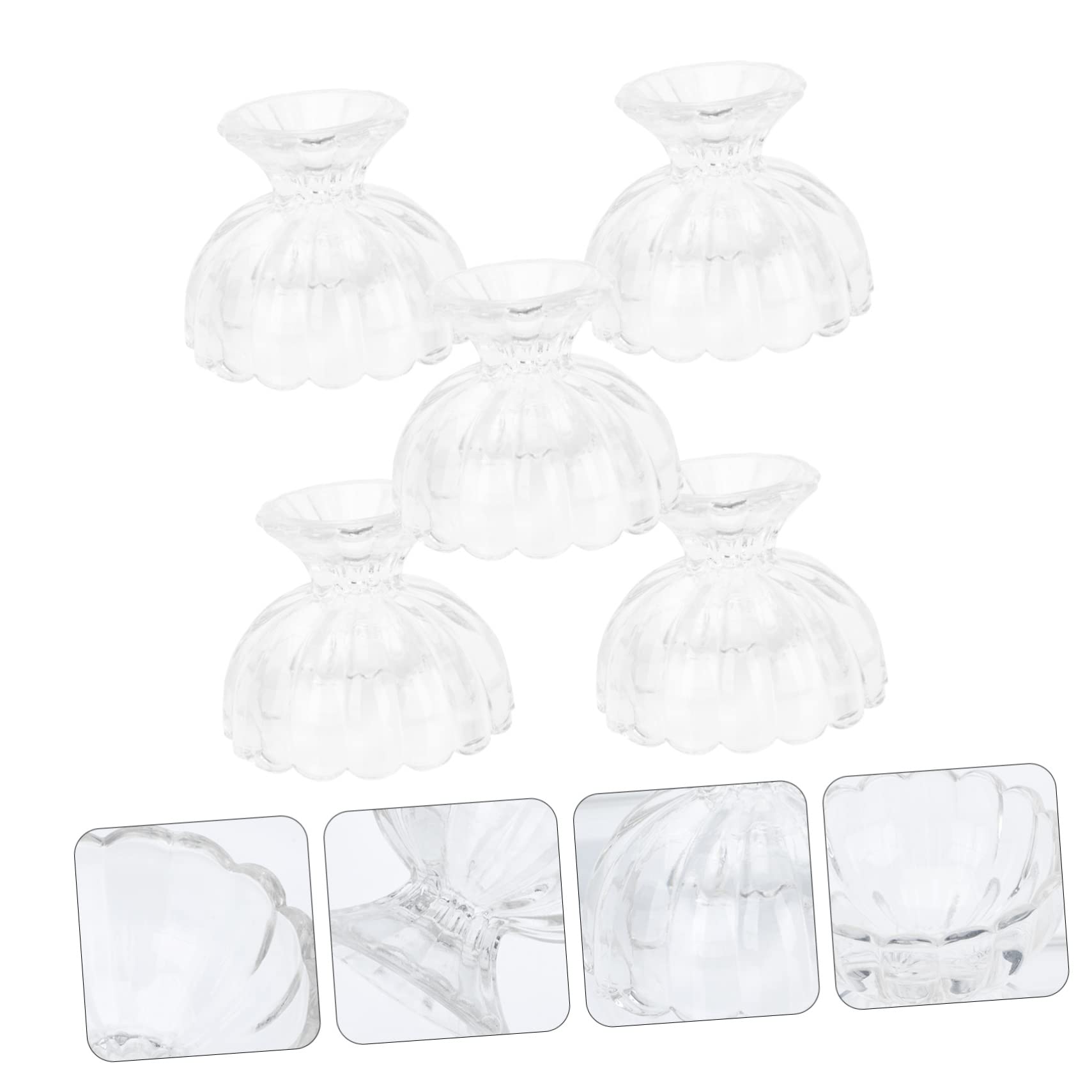 Mobestech 5 Piezas Tazón de Pudín de Helado Clásico Cuencos de Postre de Vidrio Transparente Recipiente Artesanal para Helados para Servir Postres Fiestas y Eventos