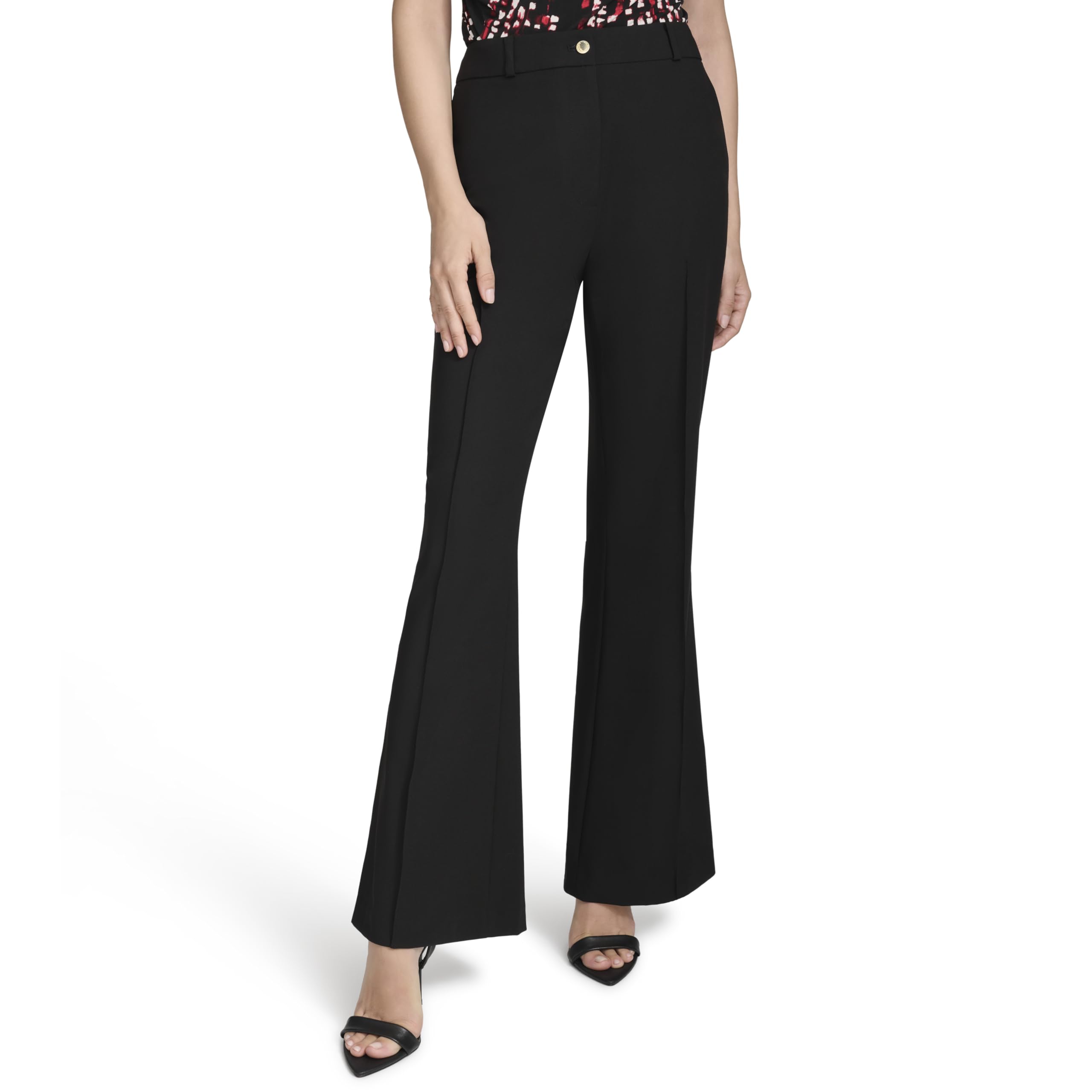 Halston Womens Flare Leg Woven Suiting Pant