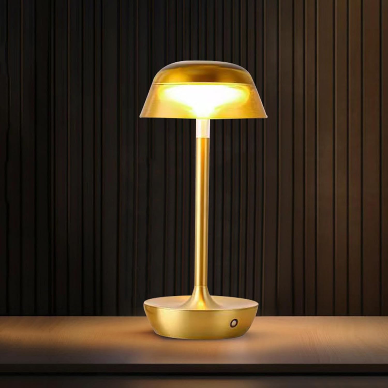 Sorandy Golden Cordless Table Lamp, Rechargeable Touch Dimmable Desk Lamp, with Stepless Brightness 3 Color Temperatures for Bedroom Office Living Room Outdoor