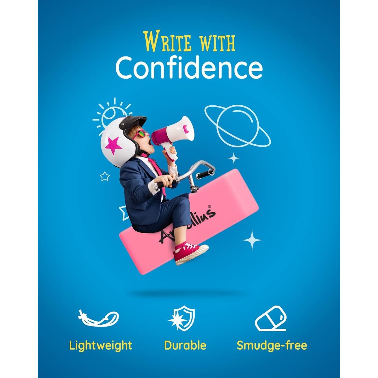 Artellius Pink Erasers | Latex & Smudge Free | Bulk School Supplies | Classrooms, Teachers, Homeschool, Office, Art Class | Large Size (Pack of 100)