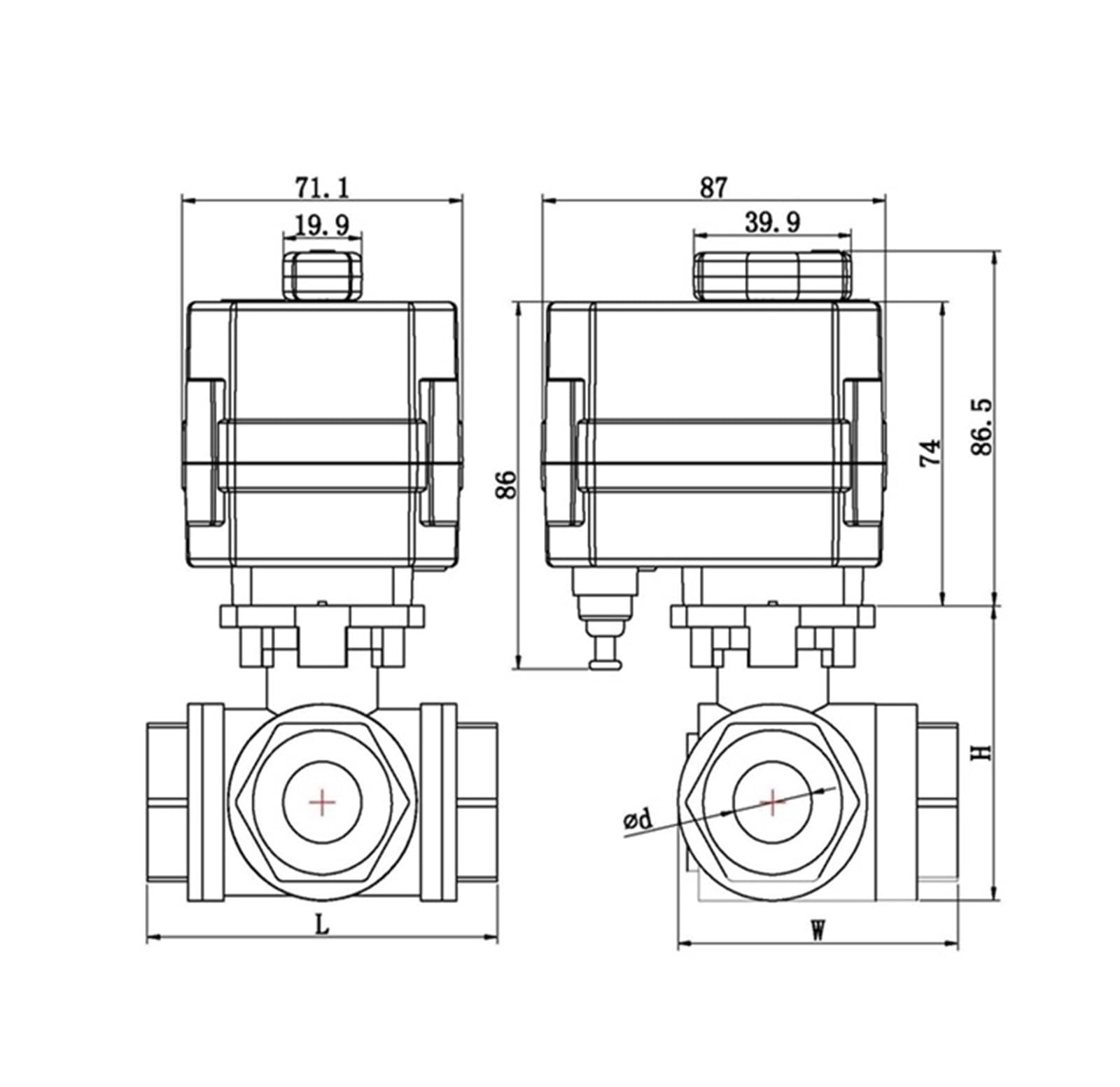 Válvula de bola, Válvula De Bola DN32 DN40 DN50 Eléctrica Industria Del Acero Inoxidable Motorizada Agua For Equipos Potable(1-1/4",BSP_85-265 VAC_CR01)