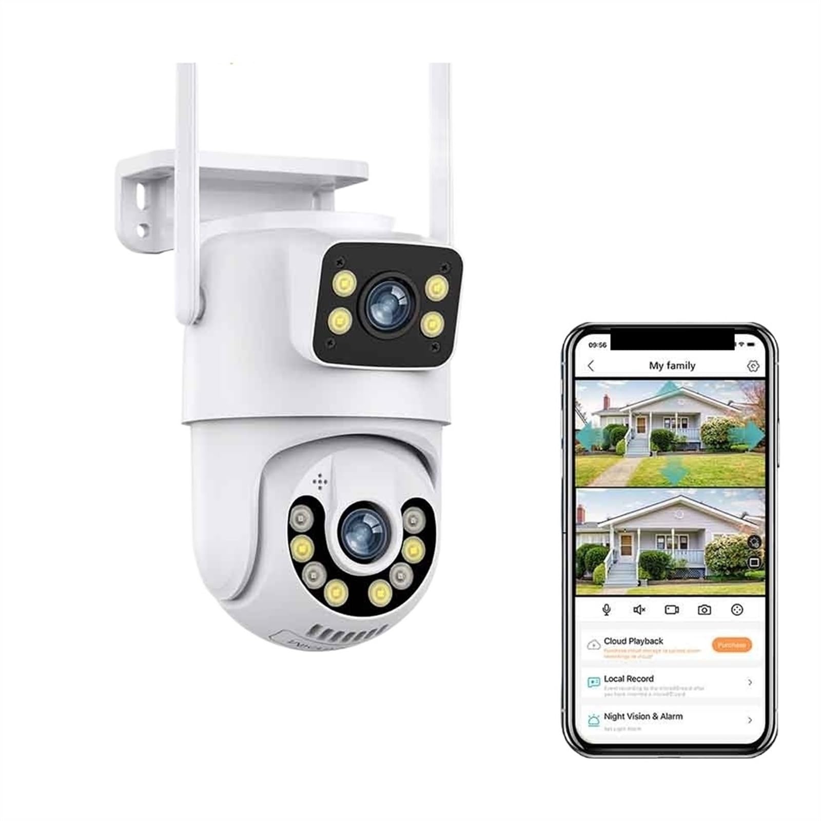 Telecamera di Sorveglianza, Telecamera 4K HD a doppio obiettivo PTZ a schermo 2K di sicurezza con tracciamento automatico esterno Sorveglianza impermeabile