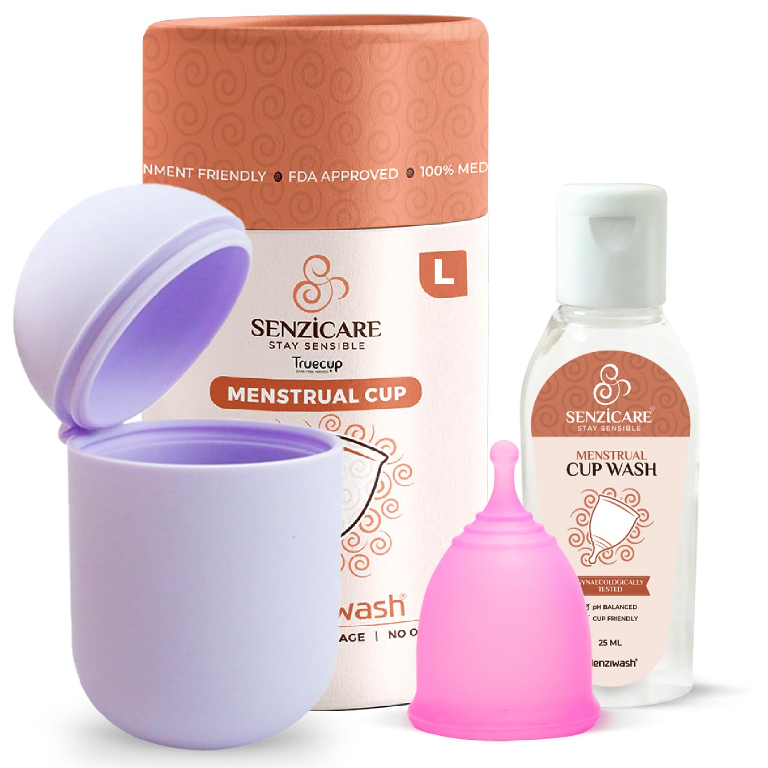 Senziwash Sterilizer Case & Truecup Reusable Menstrual Cup With Cupwash For Women|Portable Cleaning Container & Microwave Steamer (Large Combo(Lavender)),3 Count (B0C6MFZZYG) Amazon Price History, Amazon Price Tracker