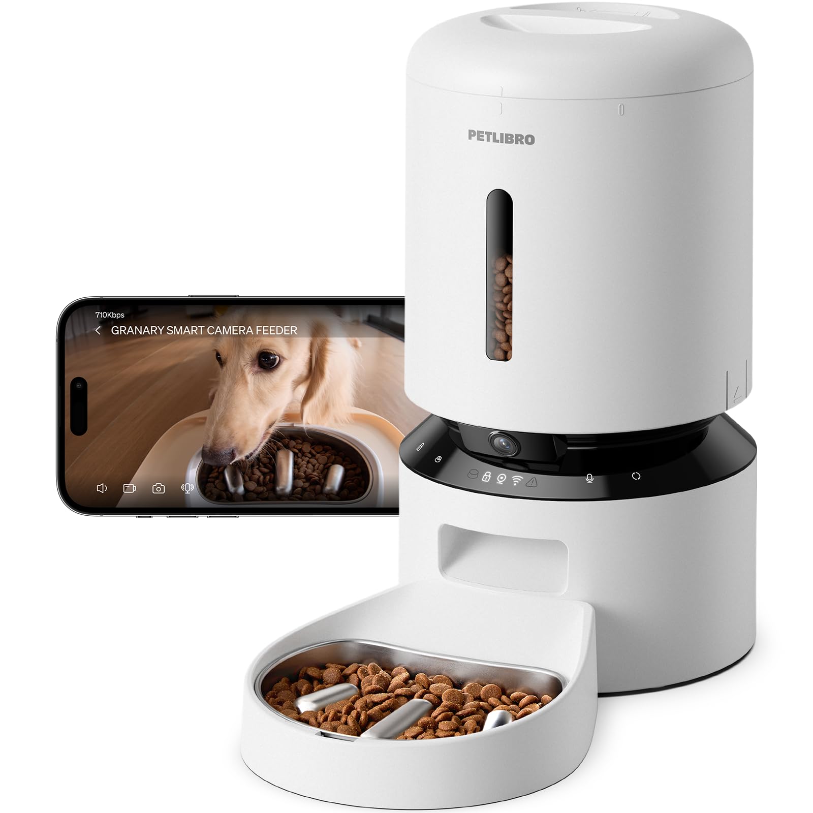 PETLIBRO Automatic Cat Feeder with Camera, Auto Pet Food Dispenser Slow Feeder Dog Bowl 1080P HD Video with Night Vision 5G WiFi Pet Feeder with 2-Way Audio, Stainless Steel Slow Food Tray