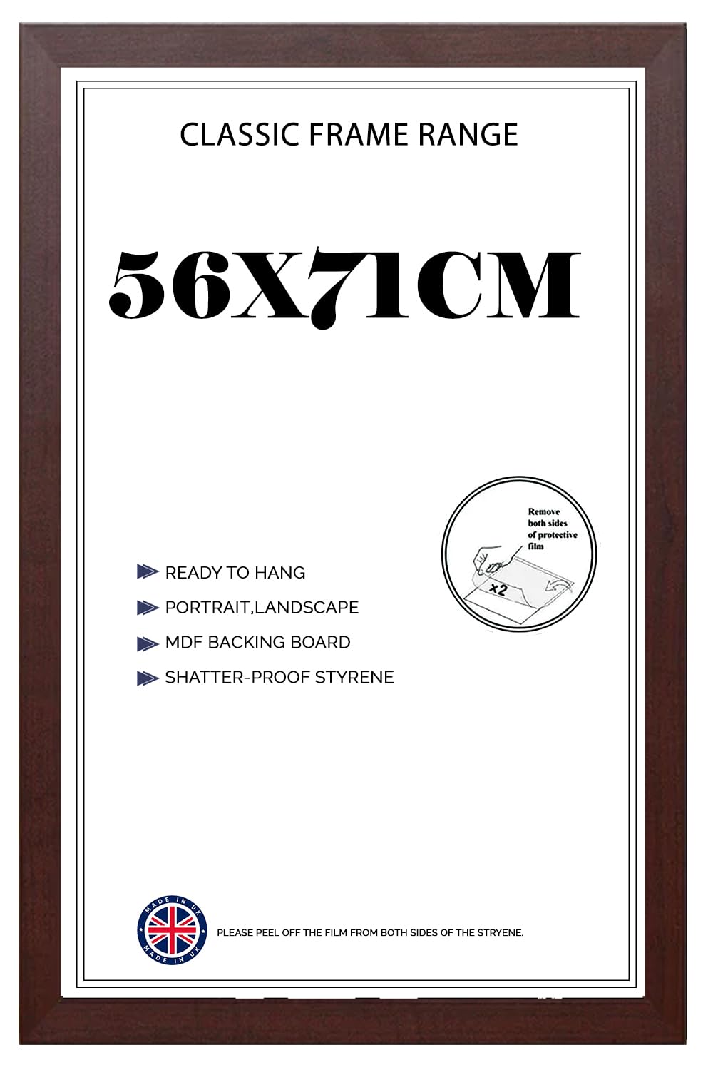 Modern Wide Poster Frame 56x71cm MDF HD Clear Front Jigsaw Puzzle Portrait or Landscape Mahogony โ image 1