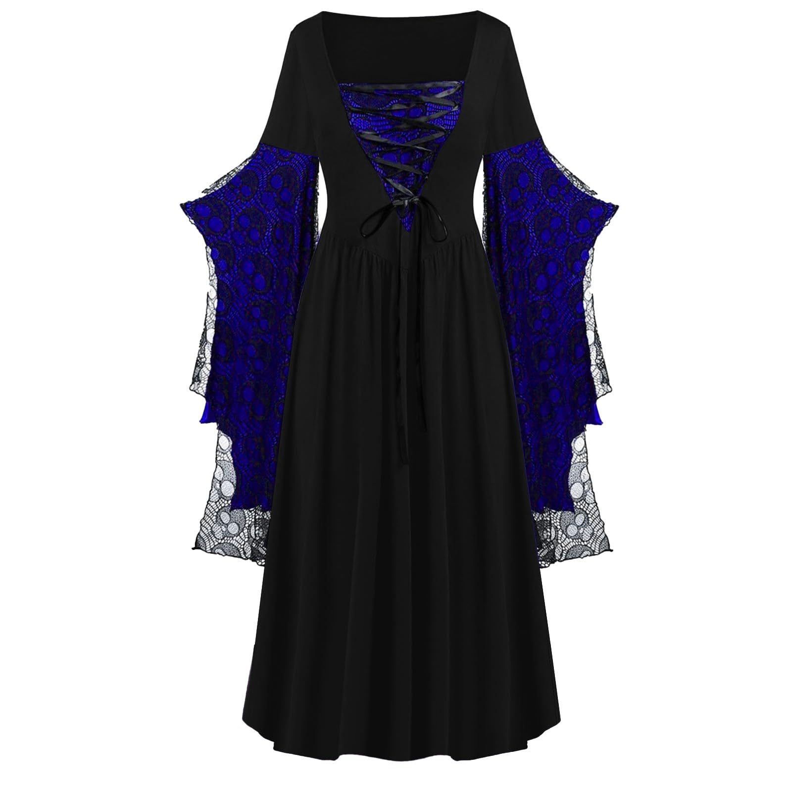 Halloween Costumes Women Adult Dresses Gothic Skeleton Party Vintage Dress — image 1