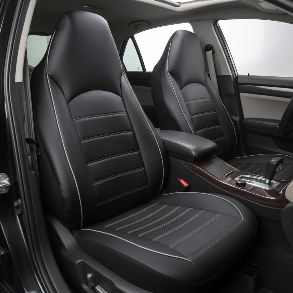 AUTOYOUTH Fundas de Asiento de Coche Delanteras de Piel sintética, Estilo de Moda, Asiento de Coche con Respaldo Alto, Protector de Asiento de Coche