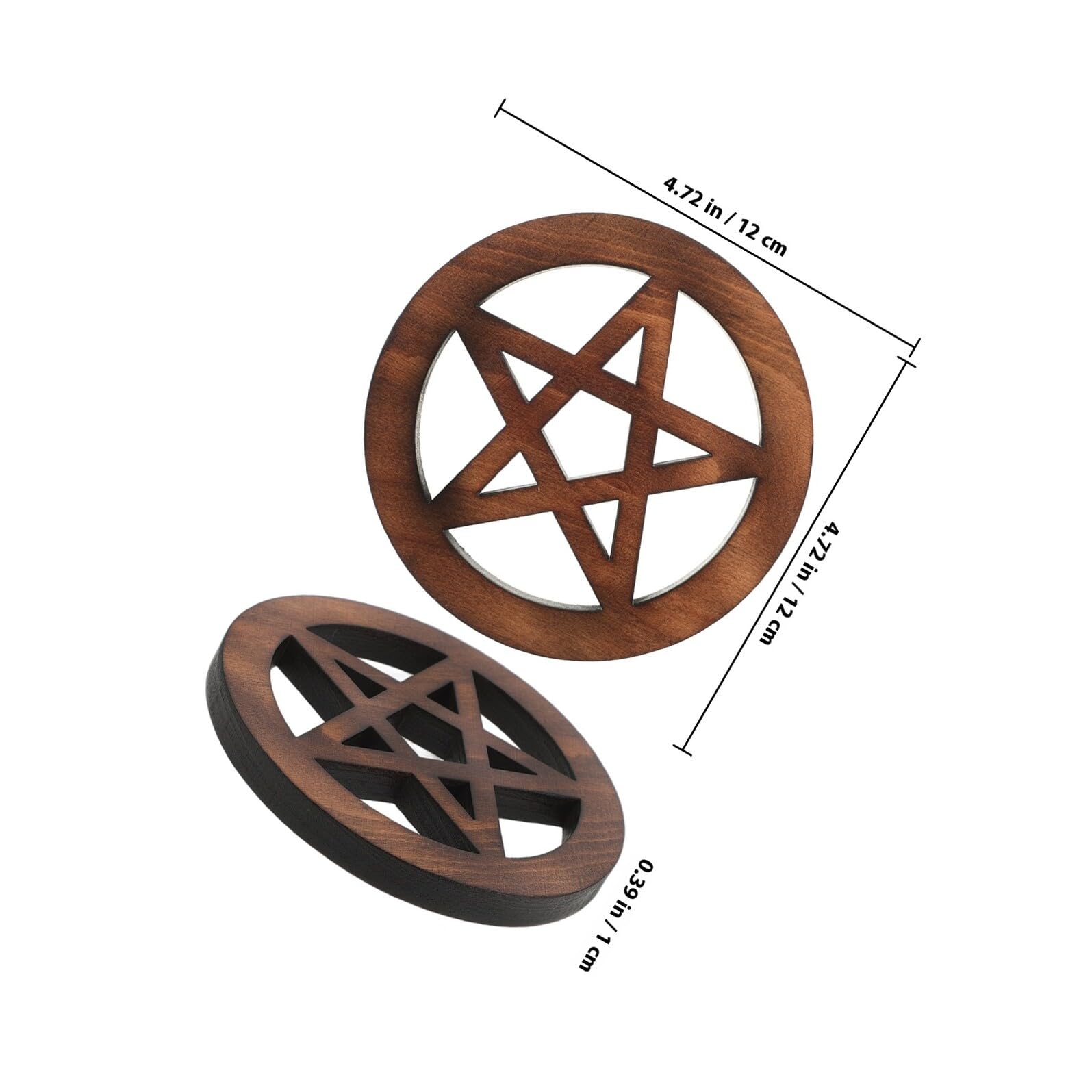 Drewniany Pentagram Dekoracyjny Ołtarz Pogański Wicca Artystyczna Płytka Ścienna Trwała Figurka Biurko i Półkę Uniwersalna Ozdoba Metafizyczna Do Rytuałów Jasnobrązowa