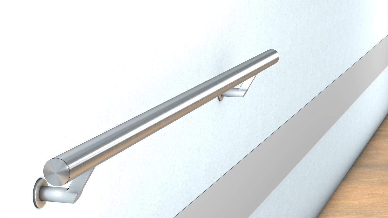 HUERO Edelstahl Handlauf | 1,2 m Länge | V2A | Handlaufträger diagonal