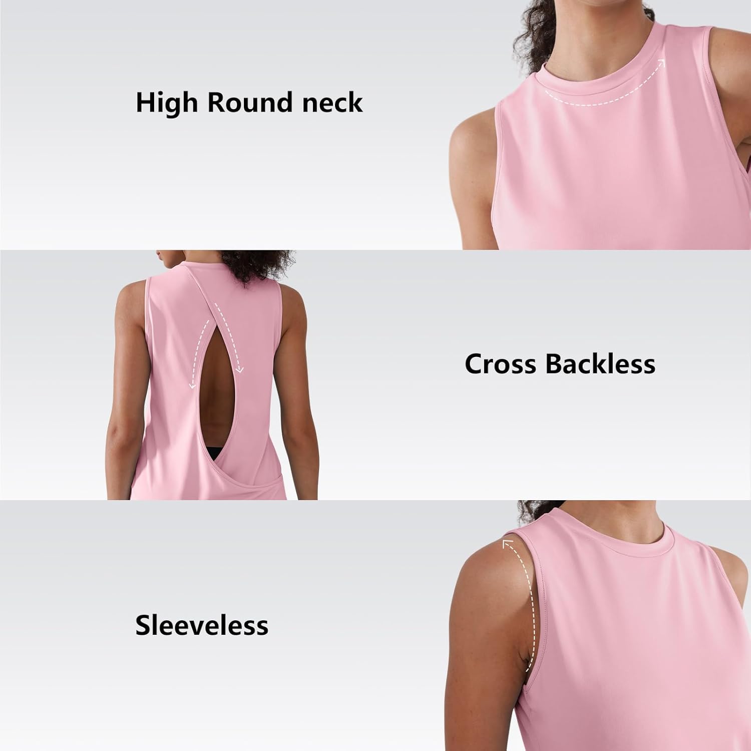 Workout Tank Tops for Women Cross Backless Sleeveless Loose Fit Athletic Tops Athletic Yoga Gym Running Shirts - Image 4