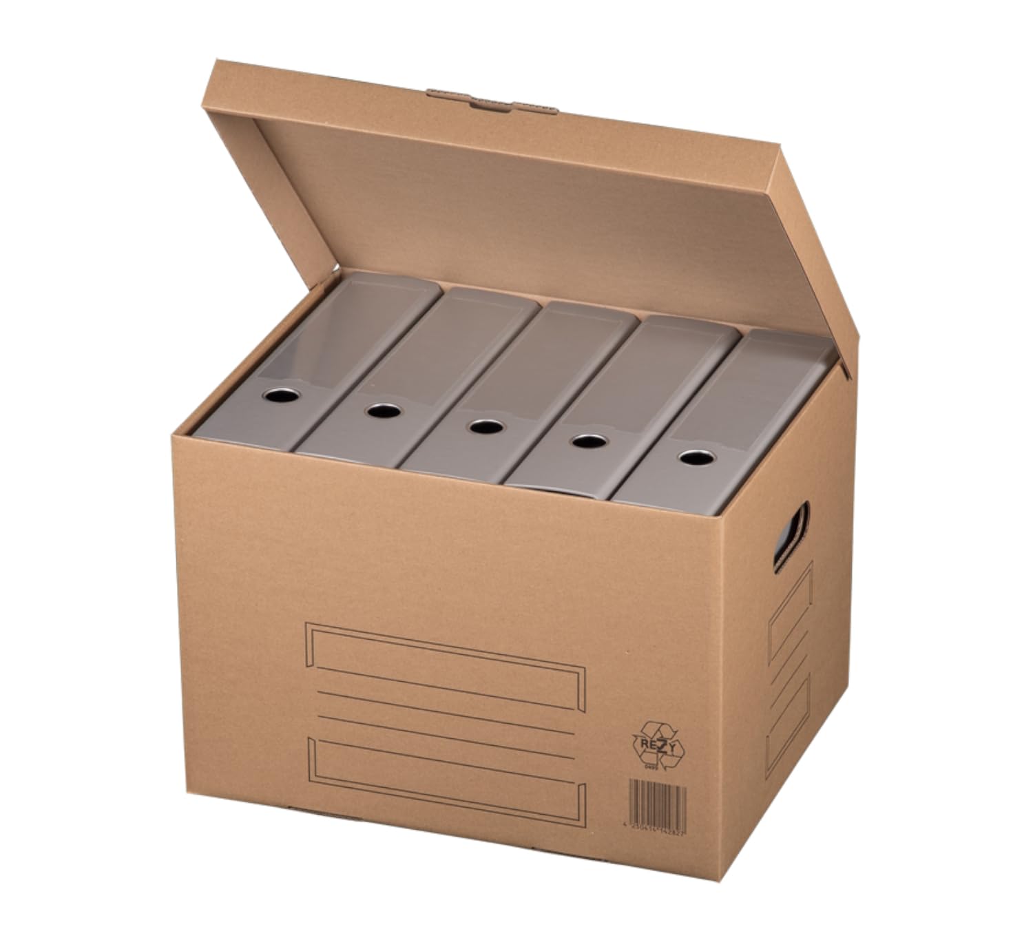 20 Stück Archivbox & Aktenkarton mit Klappdeckel – stabile Büro-Archivboxen aus Wellpappe für Ordner & Akten – stapelbar, wiederverwendbar, umweltfreundlich – 41x32x28,5 cm, für Büro-Archivierung