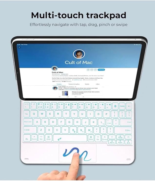 iPad A16 & 10. Nesil 10.9 Uyumlu Bluetooth Klavyeli Kılıf | Trackpadli Premium Case (Beyaz)