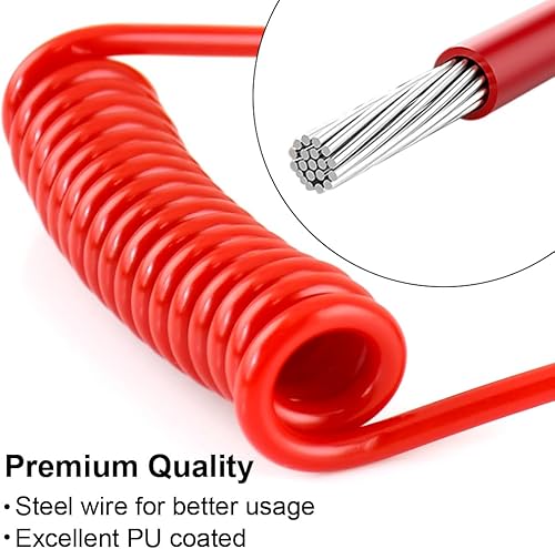 Miniatura 5 de Cable de separación para remolque con mosquetón de acero inoxidable de 6 pies, cable de freno de remolque resistente, alambre en espiral con clip