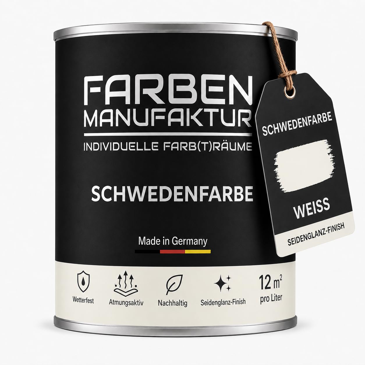 Schwedenfarbe Holzfarbe Außen Wetterfest – Holzschutzfarbe für Fassade, Gartenhaus, Zaun & Scheune – Diffusionsoffen & Nachhaltig Wetterschutzfarbe 2L, Größe: 2L, Farbe: weiß
