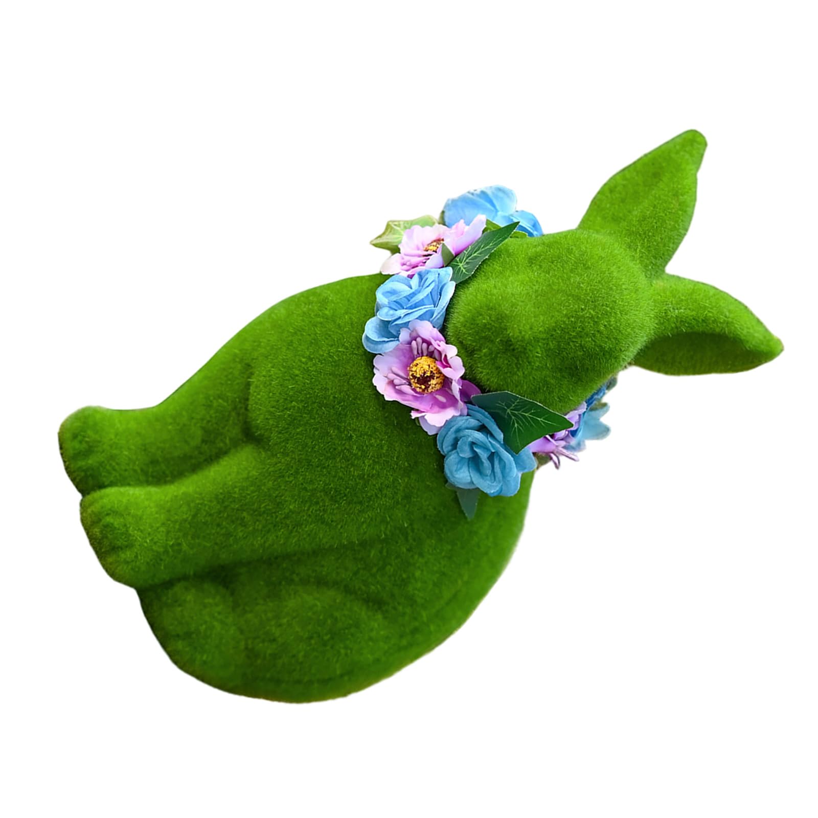 jojofuny Statuine di Coniglietti Floccati da 25 Cm Decorazione Conigli Pasquali in Muschio Verde per Centrotavola Primaverile e Decorazioni da Giardino Festive