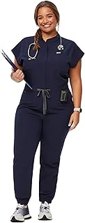 FIGS Rafaela Cargo ScrubJumpsuit for Women — Comfortable Fit One-Piece Jogger Scrub Set, High Rise Waistband, 9 Pockets