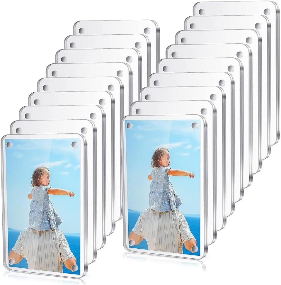18 Pcs Photo Frame Mini Double Sided Refrigerator Magnet Picture Frame Clear Frameless Display Frame