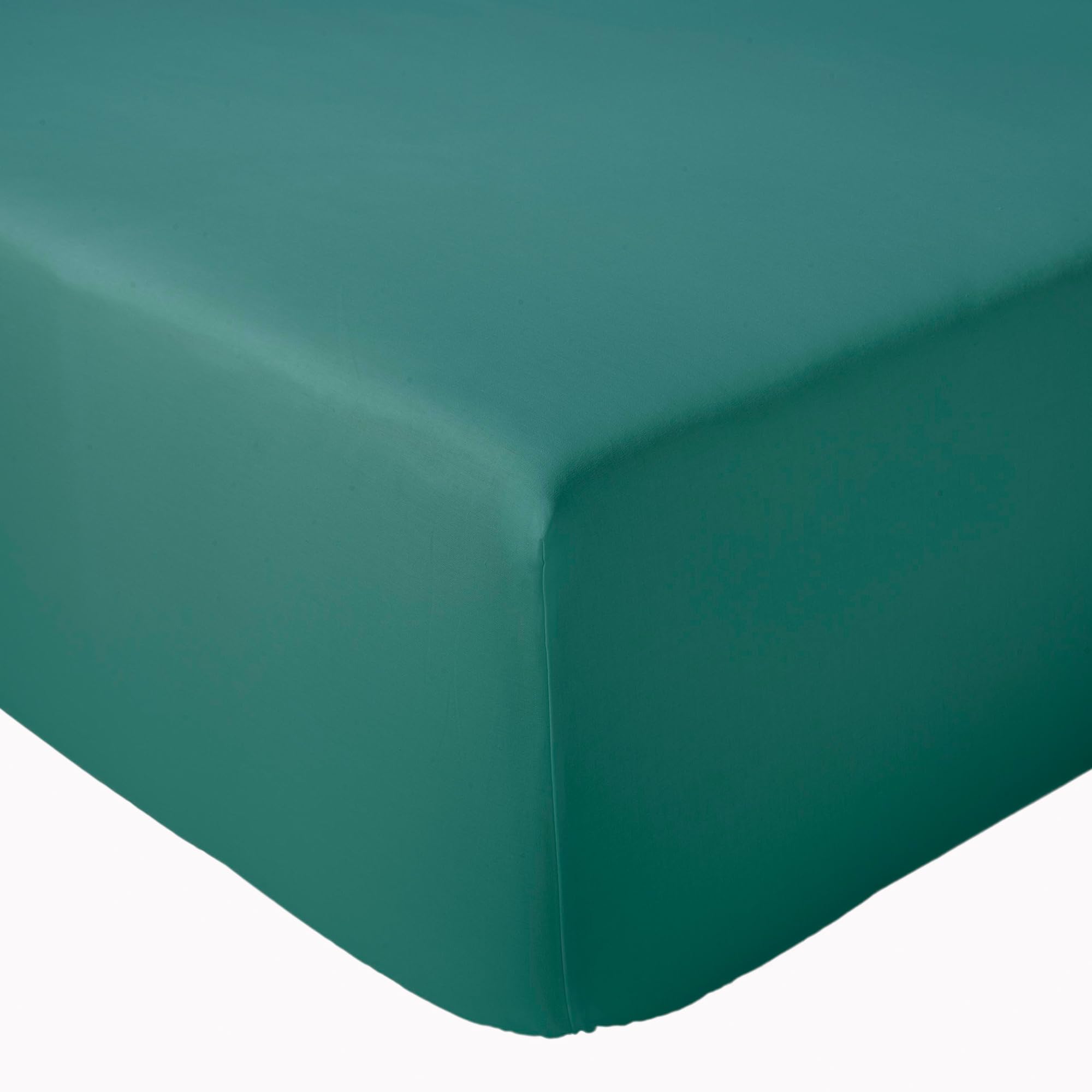 Drap housse 90x200 percale bonnet 40 cm émeraude pour grand matelas