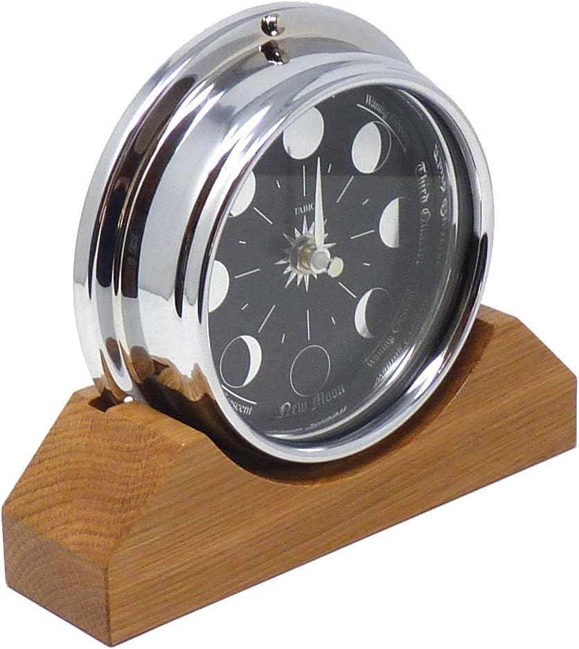 Handmade Prestige Moon Phase Clock on an English Oak Mantel/Display Mount