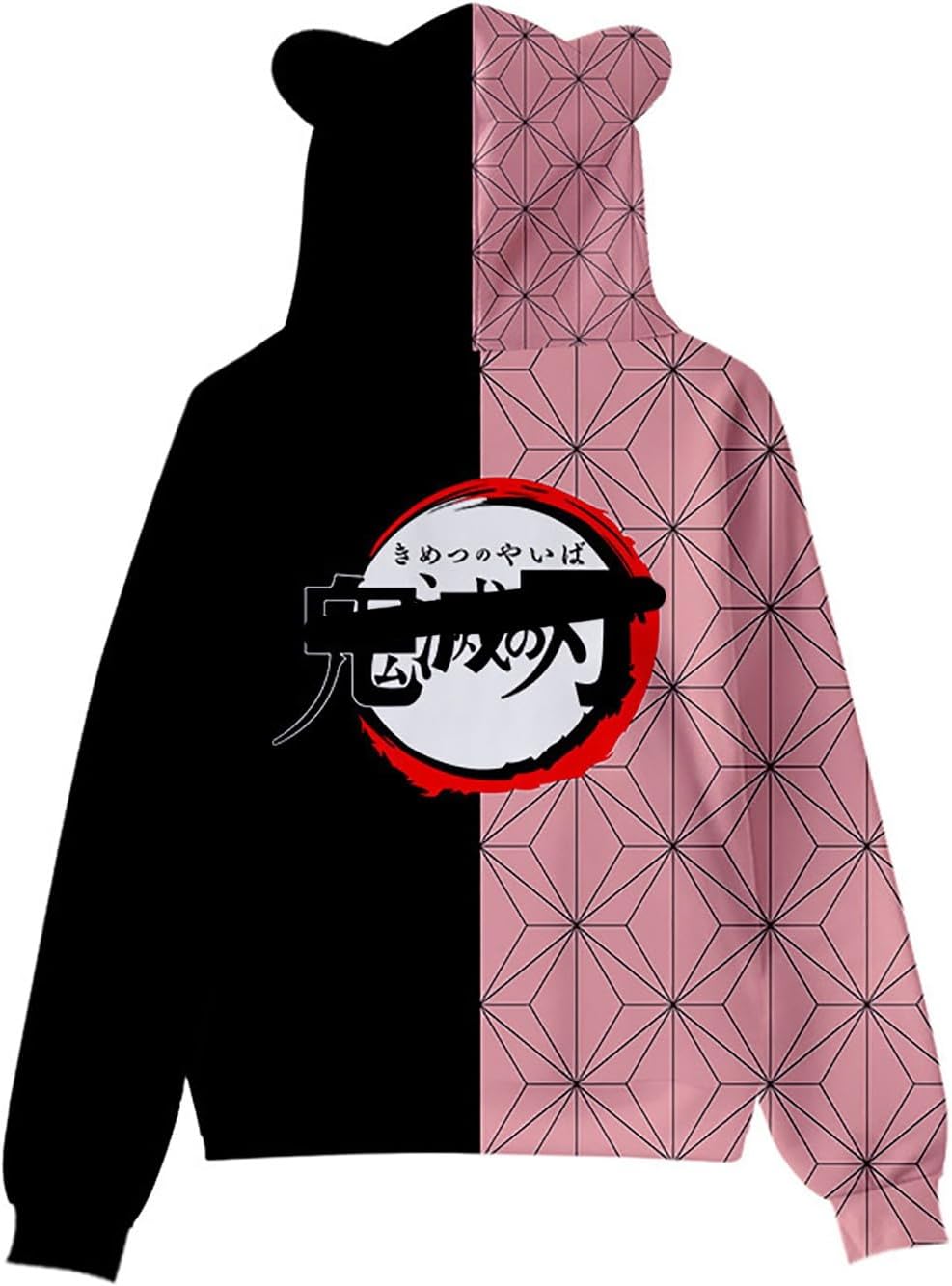 Anime Demon Slayer Kamado Nezuko 3D Print Hoodie Sweatshirts Women's Cartoon Long Sleeve Pullover Girls Cat Ears Hooded Sweater, Nezuko 160, XX-Small - Image 2