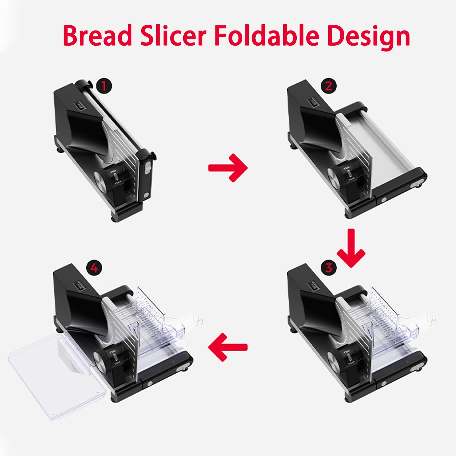 Electric Folding Slicer, 160W Elektryczna Krajalnica Do Żywności I Mięsa Z Regulacją 1-18mm, Stal Nierdzewna, Składana Krajalnica Elektryczna Do Sera Pieczywa Wędlin Warzyw