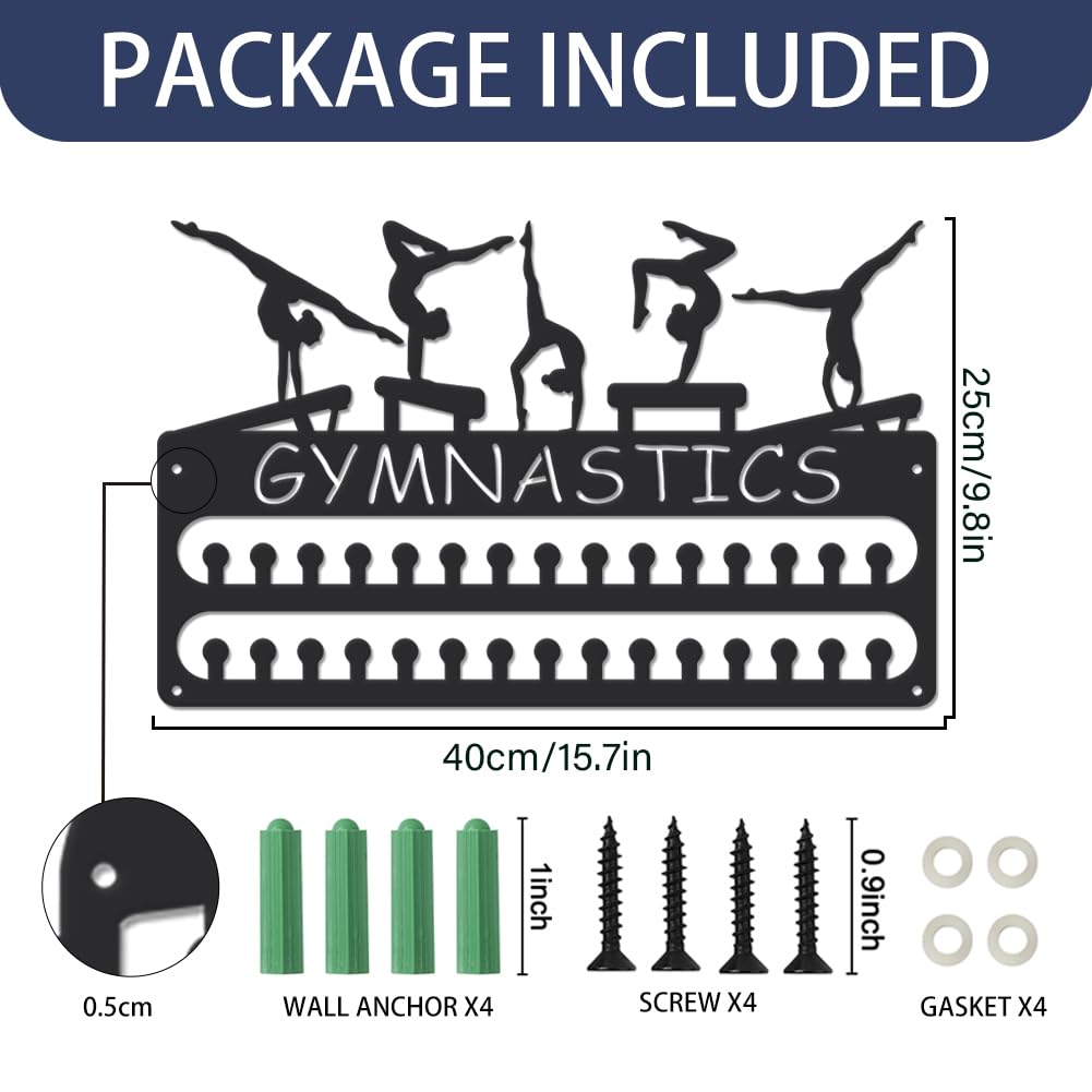 Porta Medaglie Da Parete SUPERDANT - Tema Calcio Femminile, 30 Ganci, Nero - Foto 7