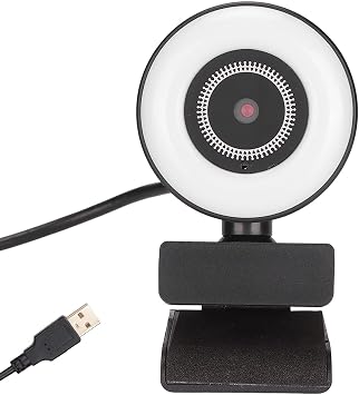 HD 1080P Computer Camera with Supplementary Lighting, USB Home Webcam, Flexible Rotate 360° Desktop Live Camera for Streaming and Video Calls on Win10 Android iOS