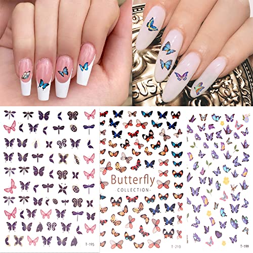 18 Sheets Butterfly Nail Art Stickers Decals, Water Transfer Nail Stickers For Nail Art, Vanessa Self-Adhesive Nail Decals 3D Butterfly Designs Nails For Supplies Butterfly Stickers Decals For Diy Colorful Manicure Tips Décor #TOP2