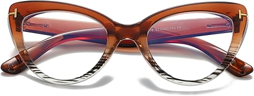 Miniatura 1 de Viseng Gafas de lectura de ojo de gato de gran tamaño para mujer, gafas de computadora con luz azul, lector elegante +2.5 (bronceado)