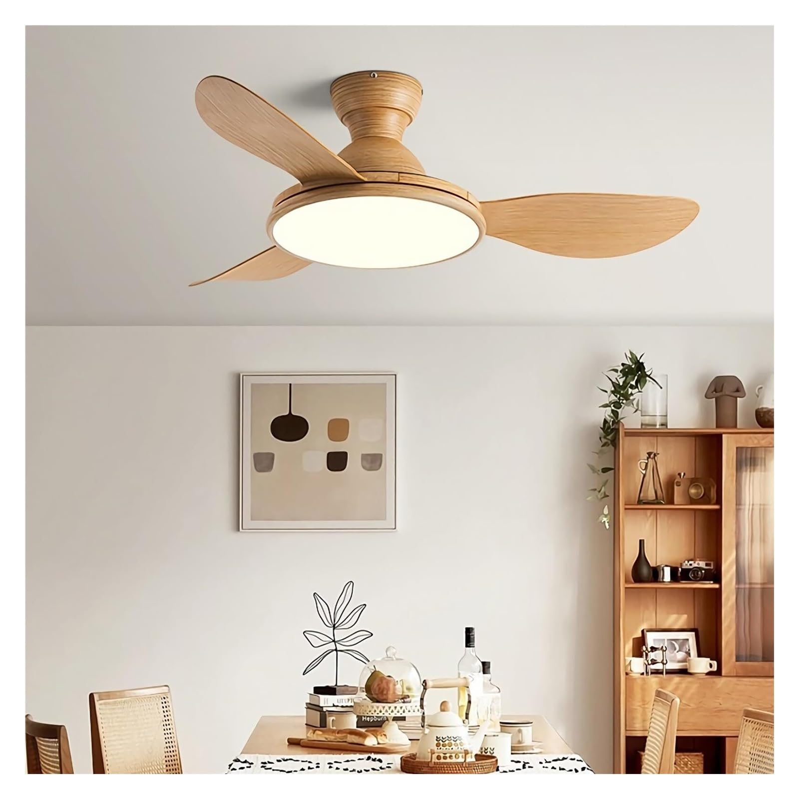 Ceiling Fan With Light And Remote, LED Dimmable Fan Ceiling Lamp, 6 Speeds