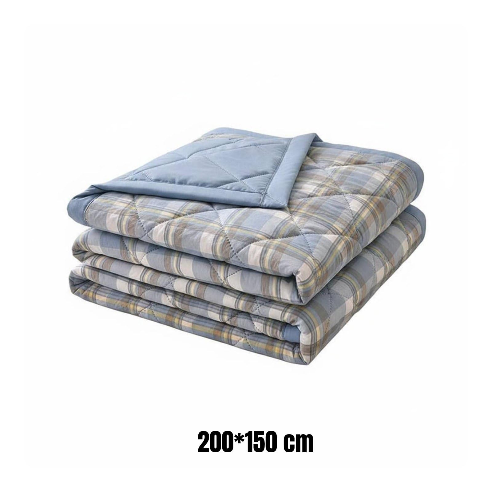 Manta de Verano Ligera Transpirable Acolchada con Materiales Suaves para Absorción Cómoda Conveniente para Habitaciones Residencias Áreas de y Uso, 150 200cm, Cuadros Lila Azul
