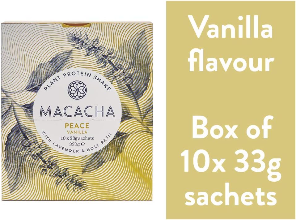 MACACHA - Peace (Natural Calming Properties) Box - Vegan Protein Powder - 10x33g Sachets