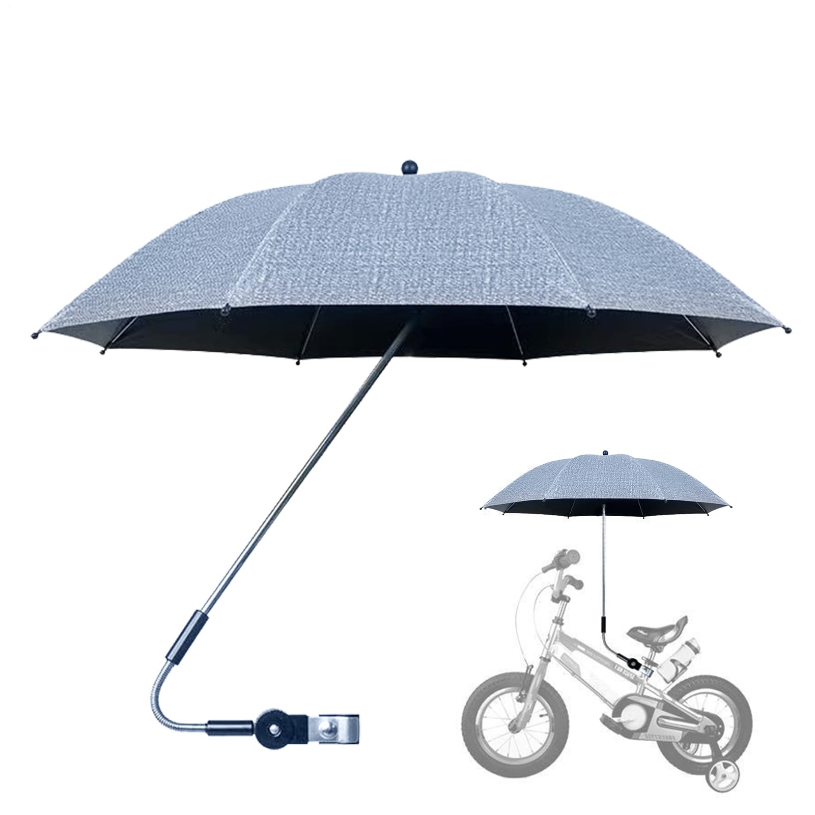 Pram Parasol, 50+ UV Pushchair Parasol with Adjustable Fixing Clamp, 360° Adjustable Baby Stroller Umbrella, Rainproof and Windproof Baby Stroller Umbrella, for Pushchair, Beach Chair