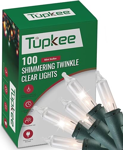 Luces parpadeantes aleatorias de Navidad  12 de 100 luces parpadeantes  Interior y exterior  Cadena de luz de 20.5 pies, 100 bombillas transparentes