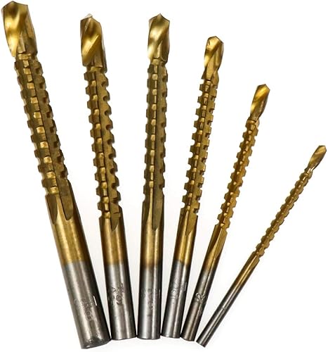 Juego de brocas y sierra de titanio HSS de 0.118-0.315 in para cortar carpintero, madera, metal, 6 piezas